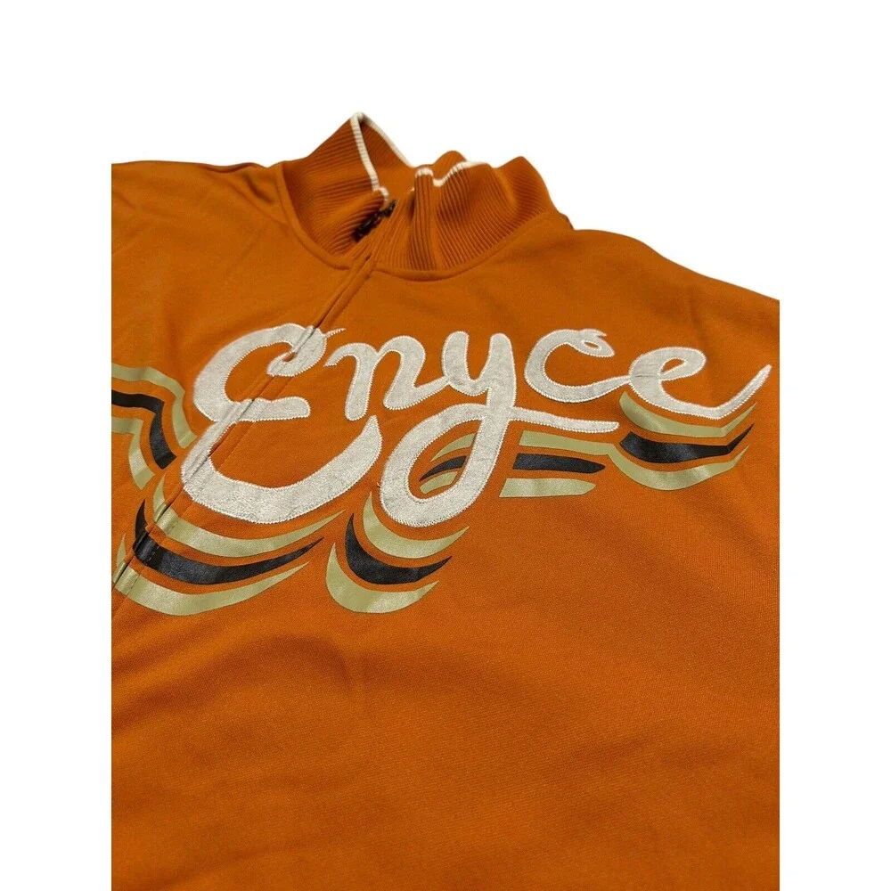 Vintage ENYCE Track‎ Jacket Size 3XL Full Zip Up Mock Neck Graphic Orange #W3-4